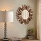 12 inch Boho Wall DecorDecorative Mirror for Wall Decor with Rustic Wood Sunburst Framed Boho Bedroom Decor Room Decor Home Decor for Bedroom Living Room Tril Color